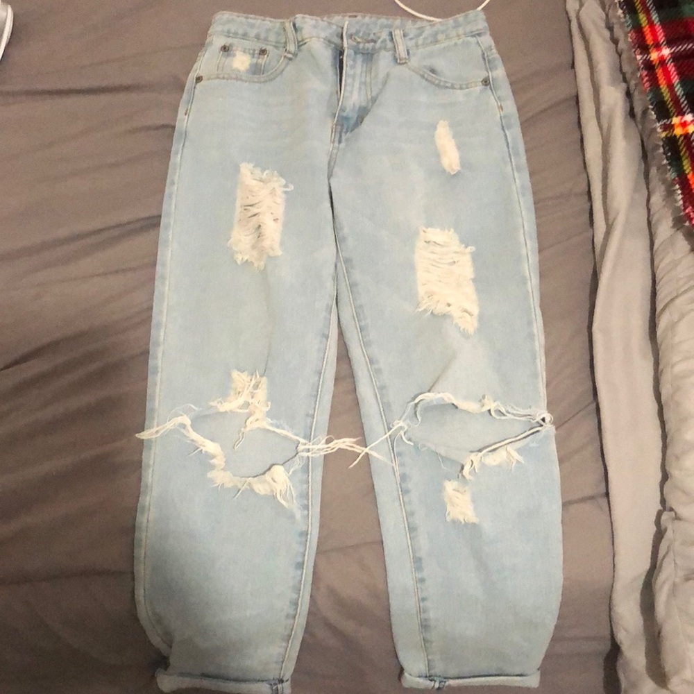 Blue ripped jeans